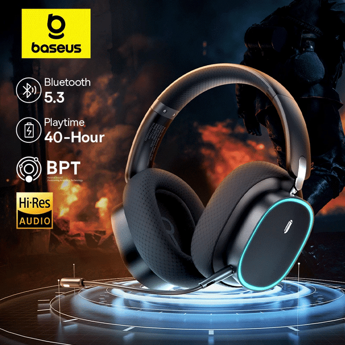 🎧 GH02 Wireless Gaming Headset with RGB & Detachable Microphone